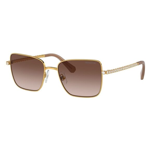New SWAROVSKI Gold Round SK7015 400713 Sunglasses Women - Picture 1 of 6